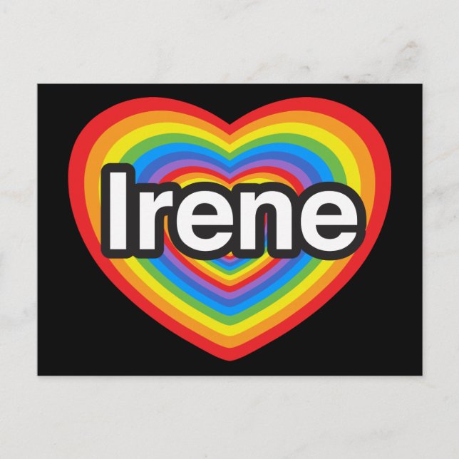 Carte Postale J'aime Irène. Je t'aime Irène. Cœur (Devant)