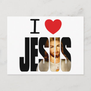 Carte Postale J'aime Jésus - Je Coeur Jésus avec l'image du nom