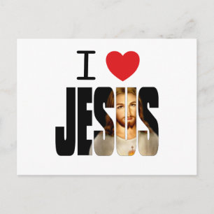 Carte Postale J'aime Jésus - Je Coeur Jésus avec l'image du nom