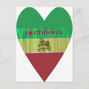 Carte Postale J'aime la belle Éthiopie drapeau national couleur 