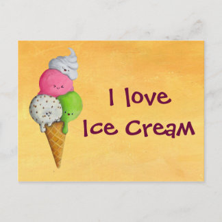 Carte Postale J'aime la crème glacée