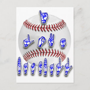 Carte Postale J'aime le baseball - Langue des signes