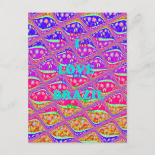 Carte Postale J'aime le Brésil. Belles couleurs traditionnelles