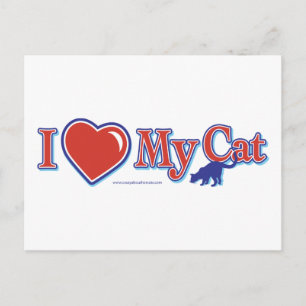 Carte Postale J'Aime Le Coeur Mon Chat