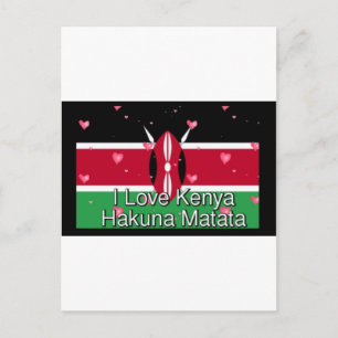 Carte Postale J'aime le Kenya et impression d'art "Hakuna Matata