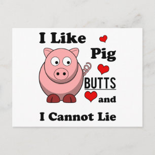 Carte Postale J'Aime Les Beurres De Cochon Drôle Porc Butt Rôti
