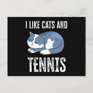 Carte Postale J'aime les chats et les cadeaux de tennis