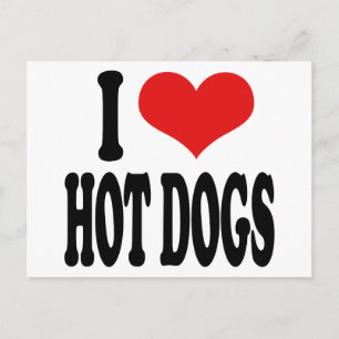 Carte Postale J'Aime Les Chiens Chauds