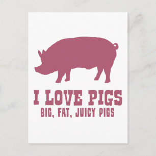 Carte Postale J'aime les cochons