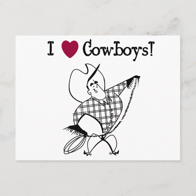 Carte Postale J'aime les cow-boys (Devant)