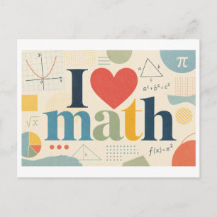 Carte Postale "J'aime les maths"