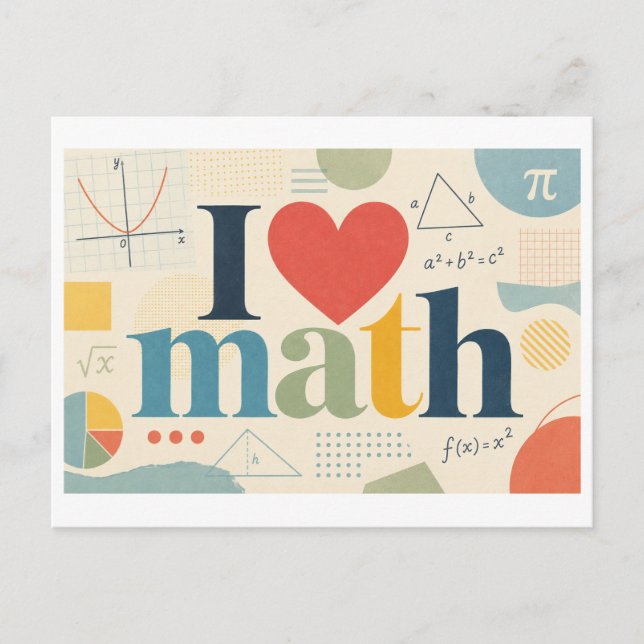 Carte Postale "J'aime les maths" (Devant)