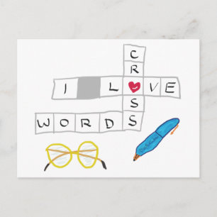 Carte Postale J'Aime Les Mots Croisés