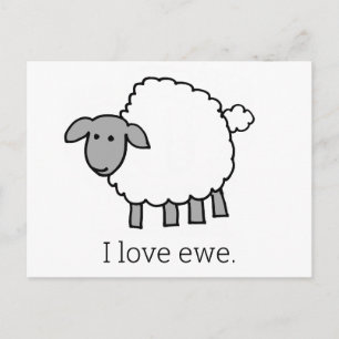 Carte Postale J'Aime Les Moutons D'Ewe