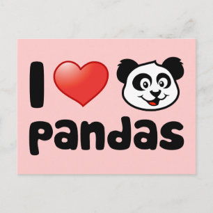 Carte Postale J'aime les pandas