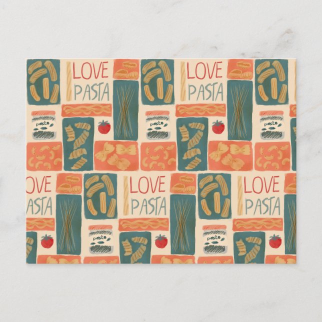 Carte Postale J'aime les pâtes (Devant)