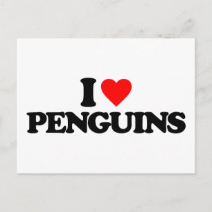 CARTE POSTALE J'AIME LES PENGUINS