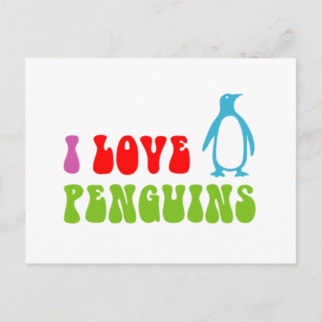Carte Postale J'aime les pingouins (Devant)