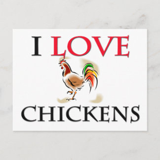 Carte Postale J'aime les poulets