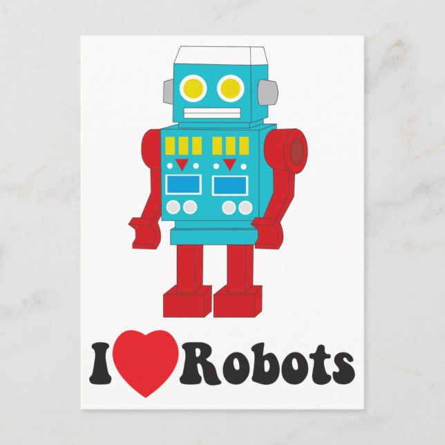 Carte Postale J'Aime Les Robots ! (Devant)