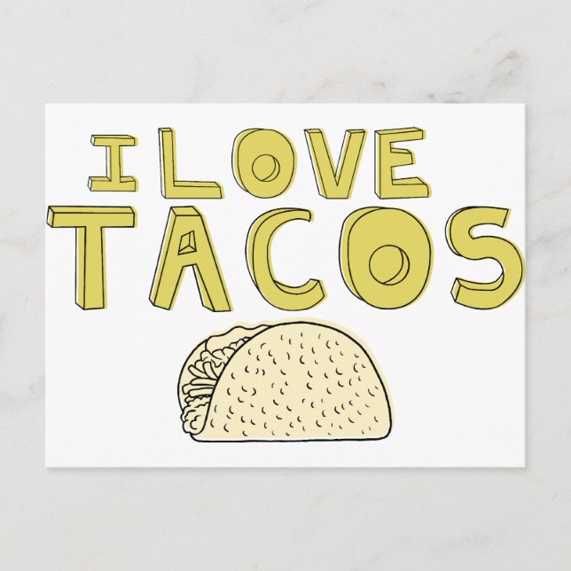 CARTE POSTALE J'AIME LES TACOS (Devant)