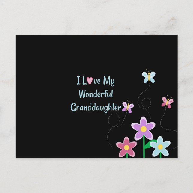 Carte Postale J'Aime Ma Merveilleuse Petite-Fille (Devant)