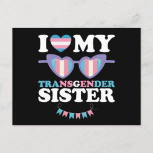Carte Postale J'aime ma soeur transgenre Famille Trans LGBTQ