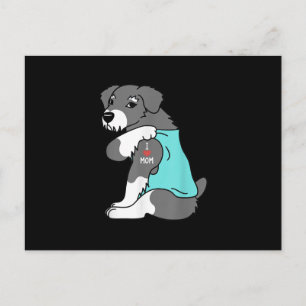 Carte Postale j'aime maman tattoo schnauzer drôle mors day dog