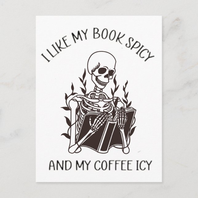 Carte Postale J'Aime Mes Livres Épicés Et Mon Café Icy (Devant)