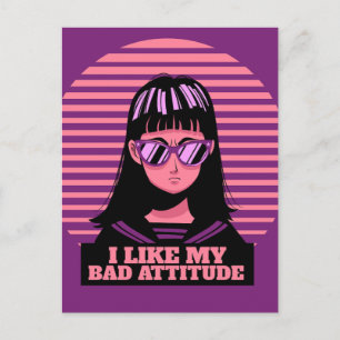 CARTE POSTALE J'AIME MES MAUVAISES ATTITUDES FILLES FEMMES FEMME
