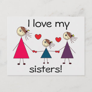 Carte Postale J'aime mes soeurs mignonnes soeurs amour