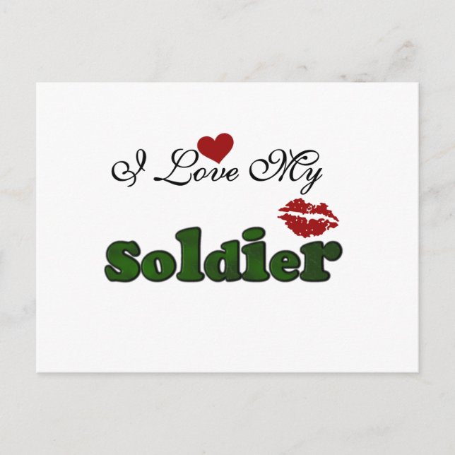Carte Postale J'aime mes t-shirts et cadeaux de soldat (Devant)