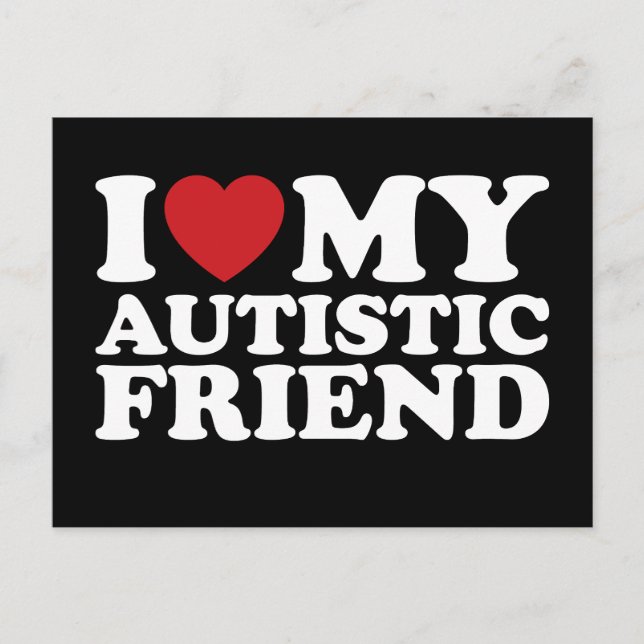 Carte Postale J'Aime Mon Ami Autiste Autisme Coeur (Devant)