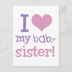 Carte Postale J'aime mon bébé soeur enfants T-shirts et cadeaux