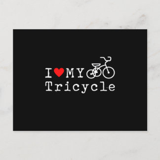 Carte Postale J'aime mon cadeau de tricycle à trois roues Triker