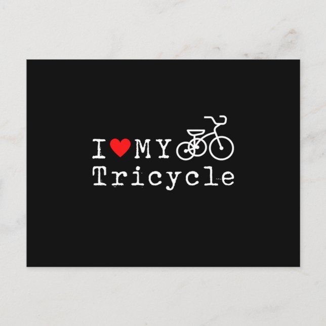 Carte Postale J'aime mon cadeau de tricycle trike trois roues (Devant)