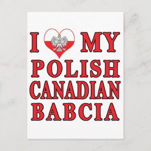 Carte Postale J'Aime Mon Canadien Polonais Babcia