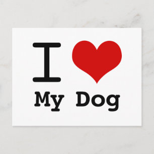 Carte Postale J'aime mon chien