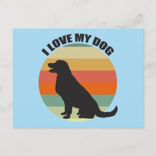 Carte Postale J'Aime Mon Chien Mignonne Golden Retriever Sunset