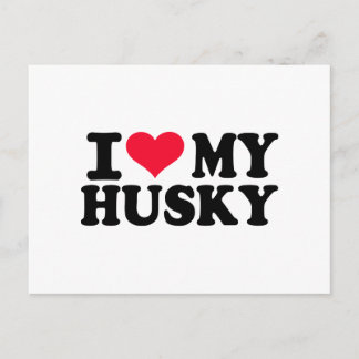Carte Postale J'aime mon Husky