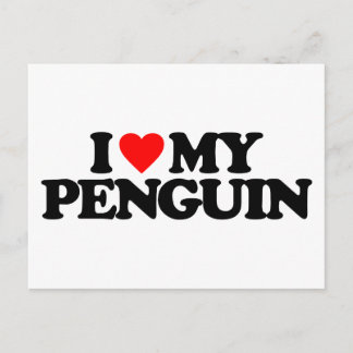 CARTE POSTALE J'AIME MON PENGUIN