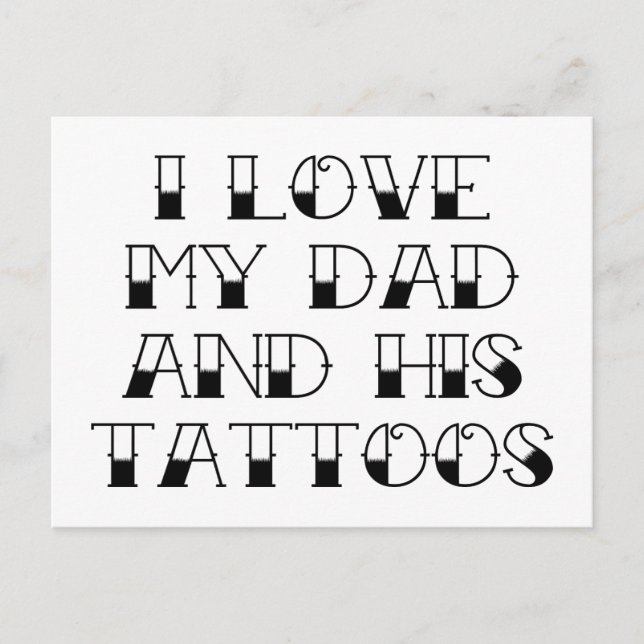 Carte Postale J'Aime Mon Père Et Ses Tatouages (Devant)