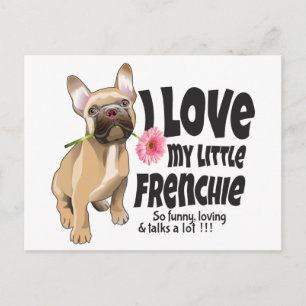 Carte Postale J'aime mon petit Français - French bulldog