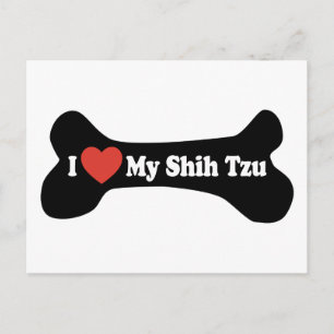 Carte Postale J'aime mon Shih Tzu - Os de chien