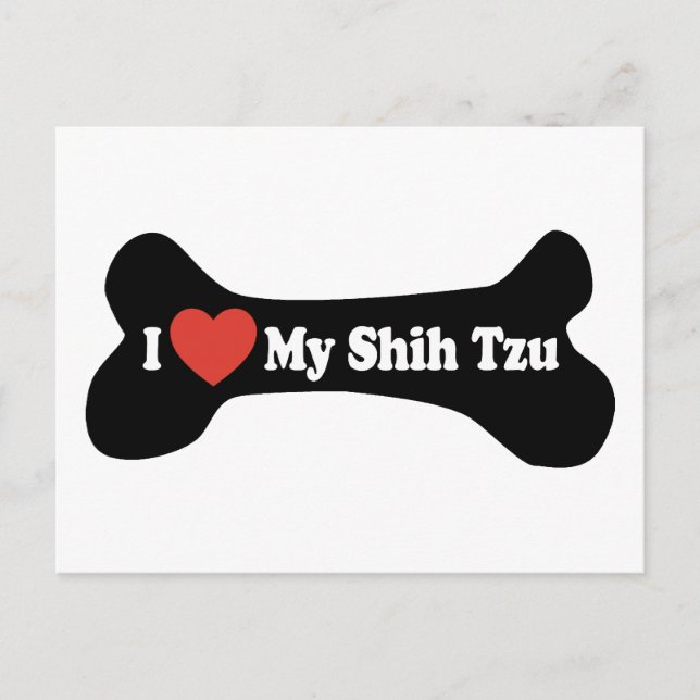 Carte Postale J'aime mon Shih Tzu - Os de chien (Devant)