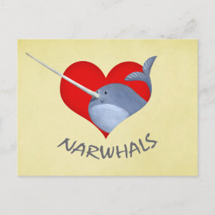 Carte Postale J'aime Narwhals
