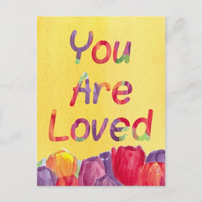 Carte Postale J'Aime Que Vous Êtes Aimé Aquarelle Tulips (Devant)