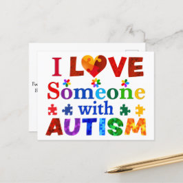 Carte Postale J'aime quelqu'un avec AUTISM