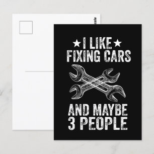 Carte Postale J'aime Réparer Les Voitures Et Peut-être 3 Personn