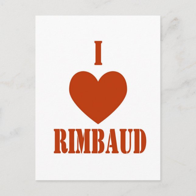 Carte Postale J'aime Rimbaud (Devant)